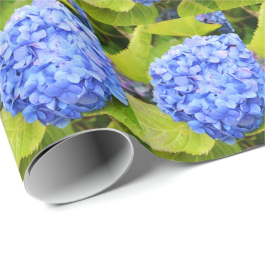 Blauwe hortensia floraal cadeaupapier (Rol Hoek)