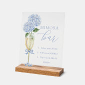 Blauwe Hortensia, Gouden Mimosa Bar Bruiloftsdouch Acryl Bord (Hoek)