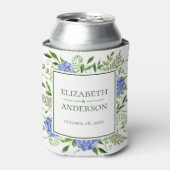 Blauwe Hortensia Huwelijk Blikjeskoeler (Blikje Voorkant)