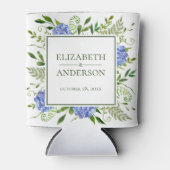 Blauwe Hortensia Huwelijk Blikjeskoeler (Voorkant)