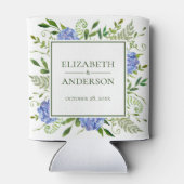 Blauwe Hortensia Huwelijk Blikjeskoeler (Achterkant)