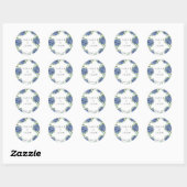 Blauwe Hortensia Huwelijk Klassieke Ronde Sticker  (Vel)
