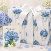 Blauwe Hortensia Inpakpapier Elegant Bloemengesche