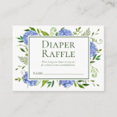 Blauwe Hortensia Jongens Baby Shower Luier Raffle Informatiekaartje (Voorkant)