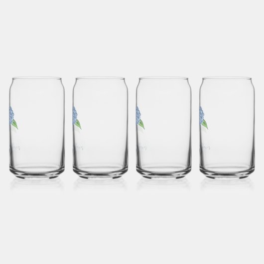 Blauwe Hortensia Klassieke Kust Bruidsdouche Blikvorm Glas (Links)