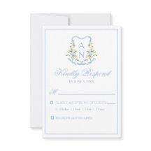 Blauwe Hortensia Kuif Monogram RSVP Kaarten