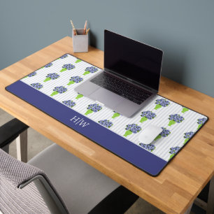 Blauwe Hortensia Kust Bloemenvase Monogram Bureaumat