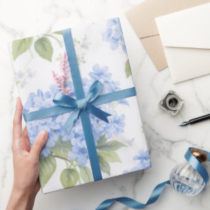 Blauwe Hortensia Luxe Bloemen Inpakpapier
