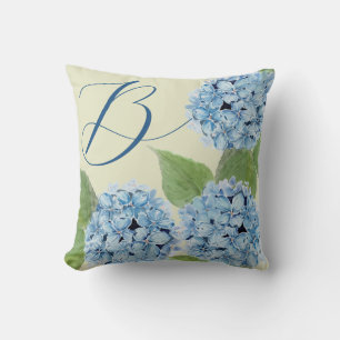 Blauwe hortensia met Initiaal Kussen