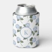 Blauwe hortensia monogram blikjeskoeler (Blikje Voorkant)