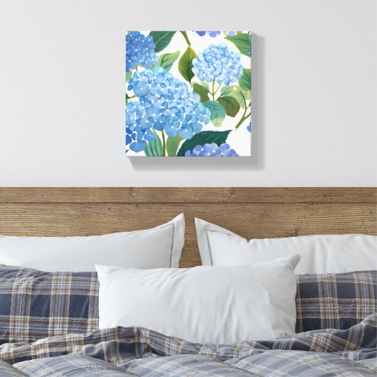 Blauwe hortensia | Mooie bloemen Struik Canvas Afdruk (Insitu (Slaapkamer))