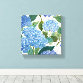 Blauwe hortensia | Mooie bloemen Struik Canvas Afdruk (Insitu (Houten vloer))