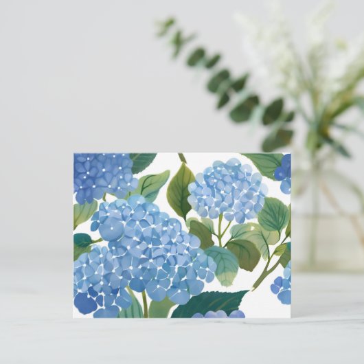 Blauwe hortensia | Mooie bloemen Struik Feestdagenkaart (Staand voorkant)