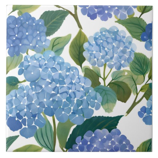 Blauwe hortensia | Mooie bloemen Struik Tegeltje (Voorkant)