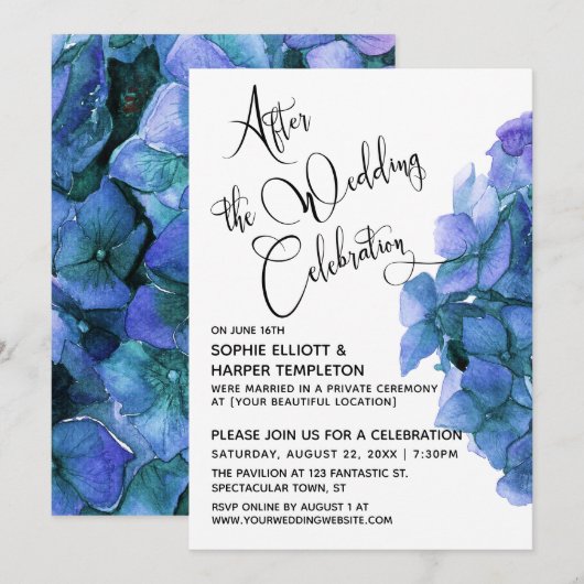 Blauwe Hortensia na de huwelijksviering Kaart (Voorkant / Achterkant)