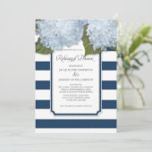 Blauwe Hortensia Oefenavondeten Navy Streep Modern Kaart (Staand voorkant)