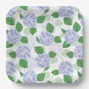 Blauwe Hortensia Papieren Borden, Botanisch Bloemm Bordje