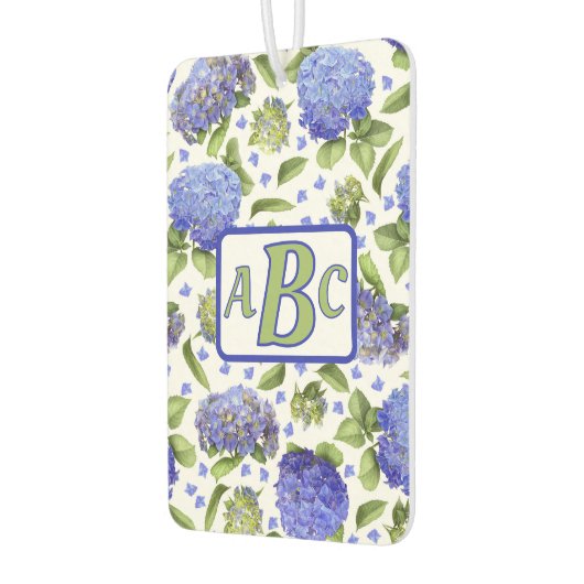 Blauwe hortensia patroon gepersonaliseerd monogram luchtverfrisser (Links)