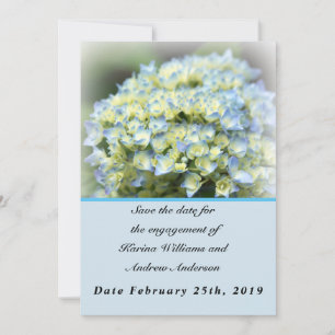 Blauwe Hortensia Platte Bewaar De Datum Kaart