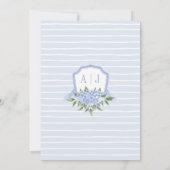 Blauwe hortensia rand, gepersonaliseerde crest bru kaart (Achterkant)