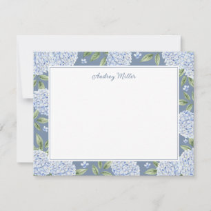 Blauwe Hortensia Rand Stof Blauw Persoonlijk Notitiekaartje