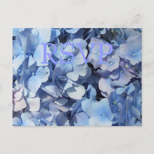 Blauwe hortensia RSVP-respons Uitnodiging Briefkaart (Voorkant)
