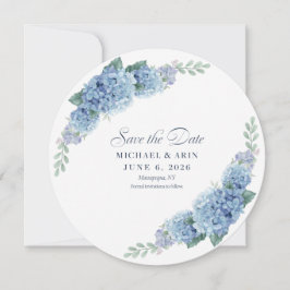 Blauwe Hortensia Save The Dates Date