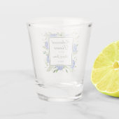 Blauwe Hortensia Script Oefendiner Shot Glas (Achterkant)