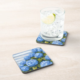 Blauwe Hortensia Struiken Bloemschildering Bier Onderzetter