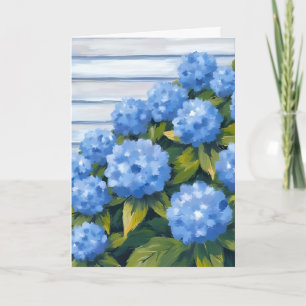 Blauwe Hortensia Struiken Bloemschildering Kaart