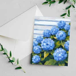 Blauwe Hortensia Struiken Bloemschildering Kaart