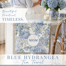 Blauwe Hortensia Theedoek Cadeau voor Moeder