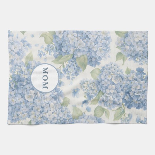 Blauwe Hortensia Theedoek Cadeau voor Moeder (Horizontaal)