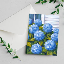 Blauwe Hortensia Tuin Bloem Waterverfkaart