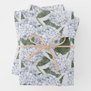 Blauwe Hortensia Tuin Bloemen Inpakpapier Vel