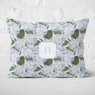 Blauwe Hortensia Tuin Monogram   Accent Kussen