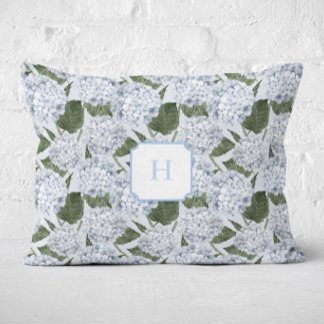Blauwe Hortensia Tuin Monogram Accent Kussen