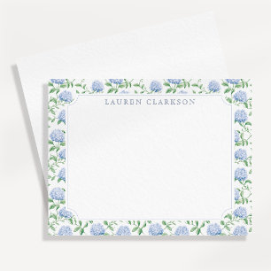 Blauwe Hortensia Tuinrand Elegante Notitiekaart Kaart