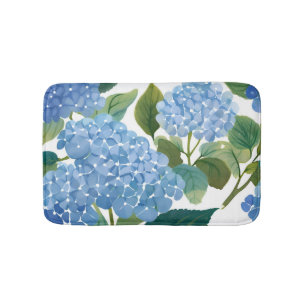 Blauwe Hortensia Waterverf Bloemenkust Badmat
