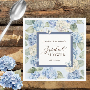 Blauwe Hortensia Waterverf Bruidsdouche Servet