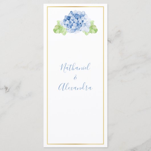 Blauwe Hortensia Wijn Glas Trouw Menu (Achterkant)