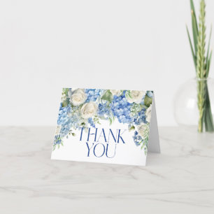 Blauwe Hortensia Witte Rozen Aquarel Bloemen Bedankkaart