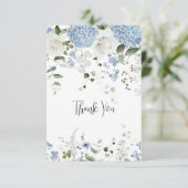 Blauwe Hortensia Witte Rozen Trouw Dankjewel Bedankkaart (Staand voorkant)