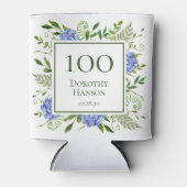 Blauwe Hortensia's 100e Verjaardag Blikjeskoeler (Voorkant)