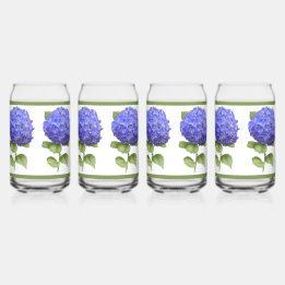Blauwe Hortensia's Bloem Botanische Kunst Blikvorm Glas