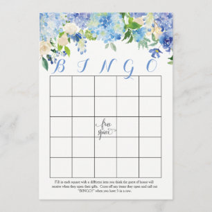 blauwe hortensia's bloem bruidsdouche bingo kaarte kaart