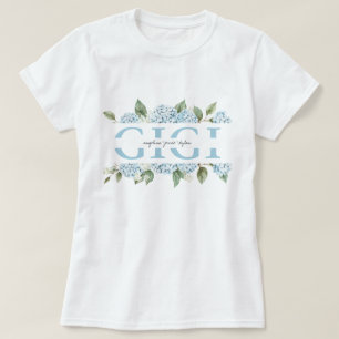Blauwe Hortensia's Bloemennamen van Kleinkinderen  T-shirt