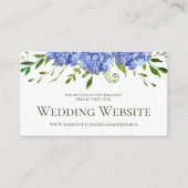 Blauwe hortensia's bruiloft website informatiekaartje (Voorkant)