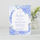 Blauwe hortensia's elegante bloemenboogdoop kaart (Staand voorkant)