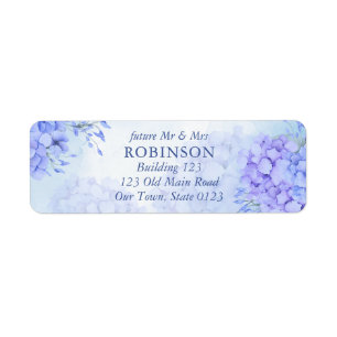Blauwe hortensia's elegante florale waterverf etiket
